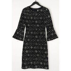 Tommy Hilfiger Black & White Dot Dress Sz 10 | Shift Style | Flared 3/4 Sleeves